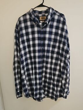 The Foundry Supply Co. Navy and White Plaid Button-Down Shirt
